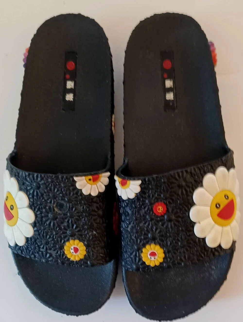 Fun Black Smily Face Slide Sandals
